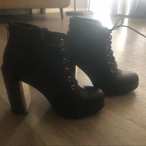 Black Boot Heels with Gold embellished heel